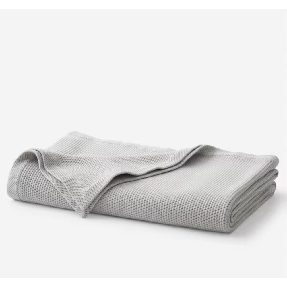 The Company Store Legends Hotel Garter Stitch Grey Cotton Blanket- Twin/Twin XL